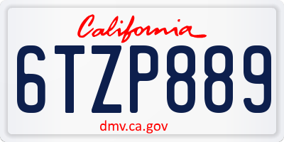 CA license plate 6TZP889