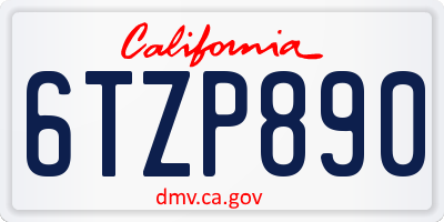 CA license plate 6TZP890