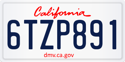 CA license plate 6TZP891