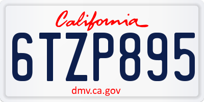 CA license plate 6TZP895