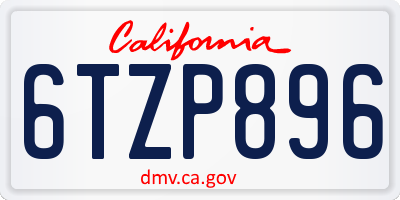 CA license plate 6TZP896