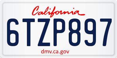 CA license plate 6TZP897