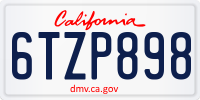CA license plate 6TZP898