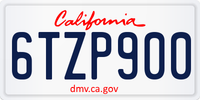CA license plate 6TZP900