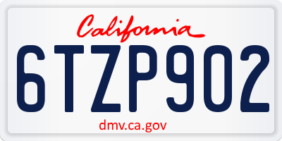 CA license plate 6TZP902