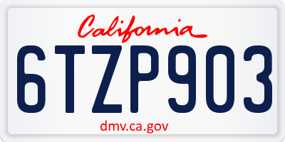 CA license plate 6TZP903