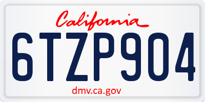 CA license plate 6TZP904