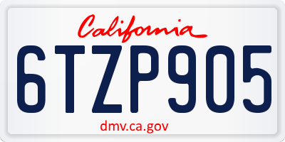 CA license plate 6TZP905