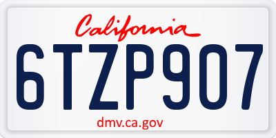 CA license plate 6TZP907