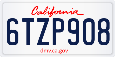 CA license plate 6TZP908