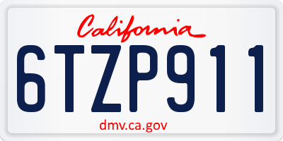 CA license plate 6TZP911