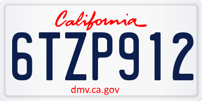 CA license plate 6TZP912