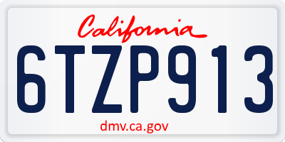 CA license plate 6TZP913