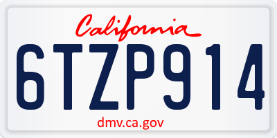 CA license plate 6TZP914