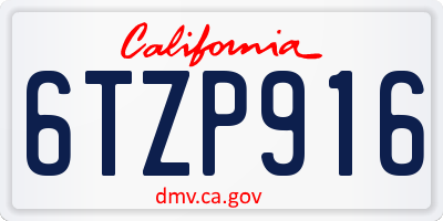 CA license plate 6TZP916