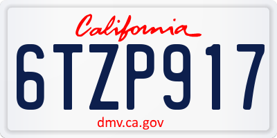 CA license plate 6TZP917