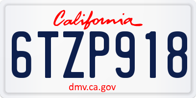 CA license plate 6TZP918