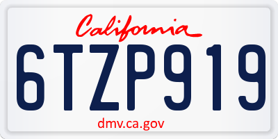 CA license plate 6TZP919