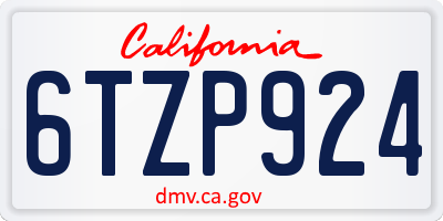 CA license plate 6TZP924