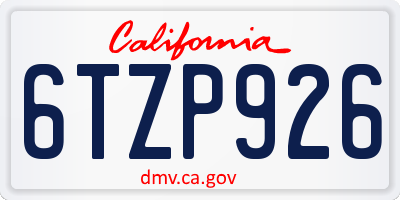 CA license plate 6TZP926