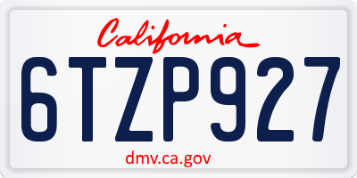 CA license plate 6TZP927