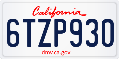 CA license plate 6TZP930