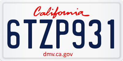 CA license plate 6TZP931
