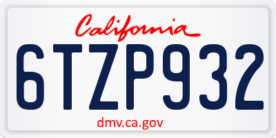 CA license plate 6TZP932