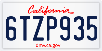 CA license plate 6TZP935