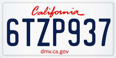 CA license plate 6TZP937