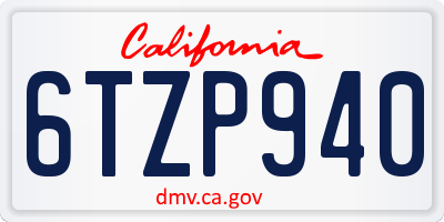 CA license plate 6TZP940