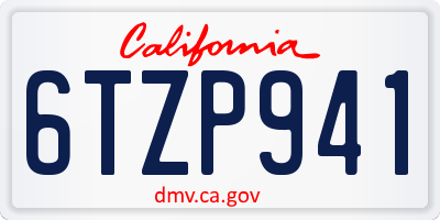 CA license plate 6TZP941