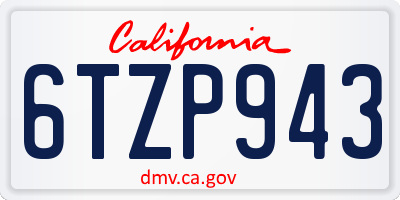 CA license plate 6TZP943