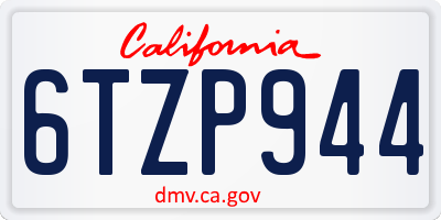 CA license plate 6TZP944