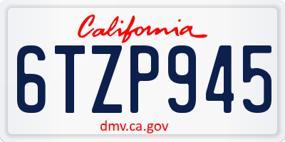 CA license plate 6TZP945