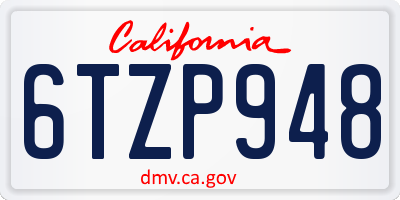 CA license plate 6TZP948