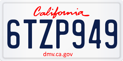 CA license plate 6TZP949