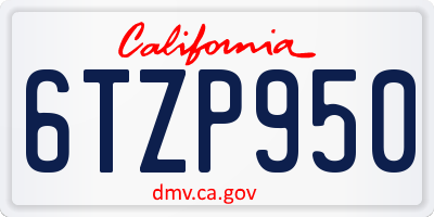 CA license plate 6TZP950