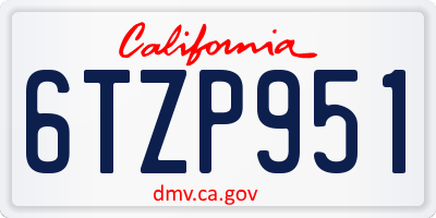 CA license plate 6TZP951