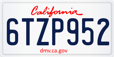 CA license plate 6TZP952