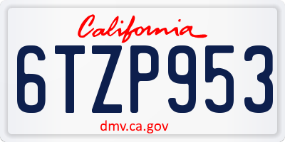 CA license plate 6TZP953
