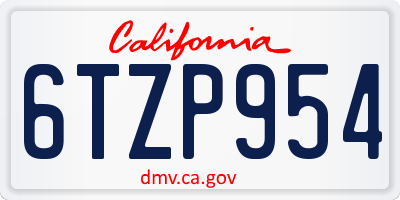 CA license plate 6TZP954