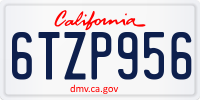 CA license plate 6TZP956