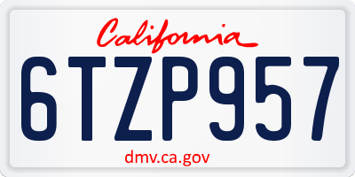 CA license plate 6TZP957
