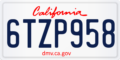 CA license plate 6TZP958
