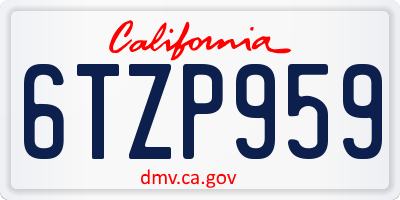 CA license plate 6TZP959