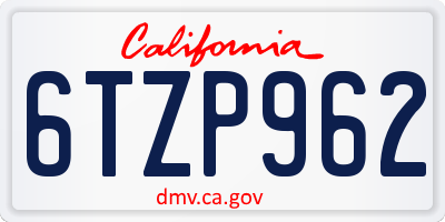CA license plate 6TZP962