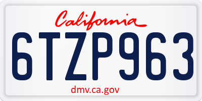 CA license plate 6TZP963