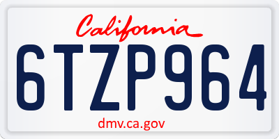 CA license plate 6TZP964