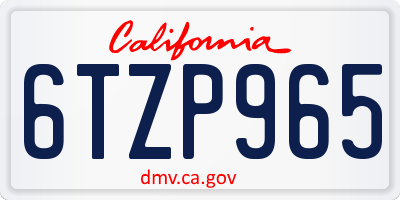 CA license plate 6TZP965
